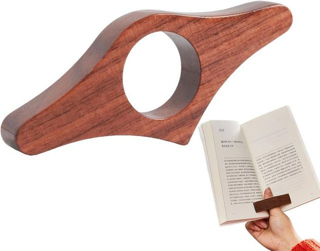 Holz Daumen Lesezeichen als praktischer Seitenhalter in Braun für Buchliebhaber - Bild 1