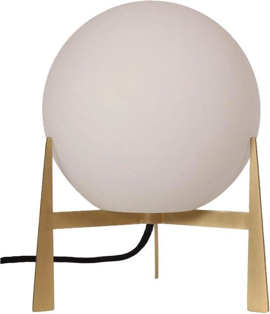 PR Home Milla Tischleuchte modern in Weiß mit Messing und Glasschirm, B/T/H: 22 x 28 x 28 cm - Bild 1