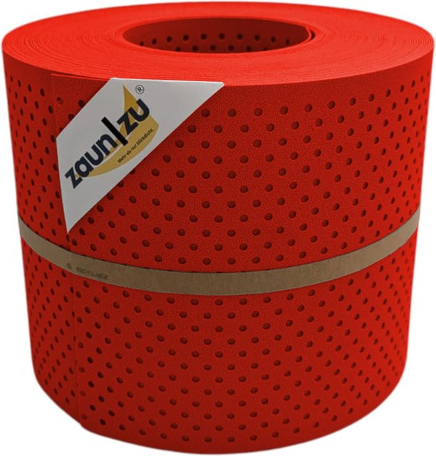 zaun zu Sichtschutzstreifen PP Premium gelocht 15 Prozent Rot 26m - Bild 1
