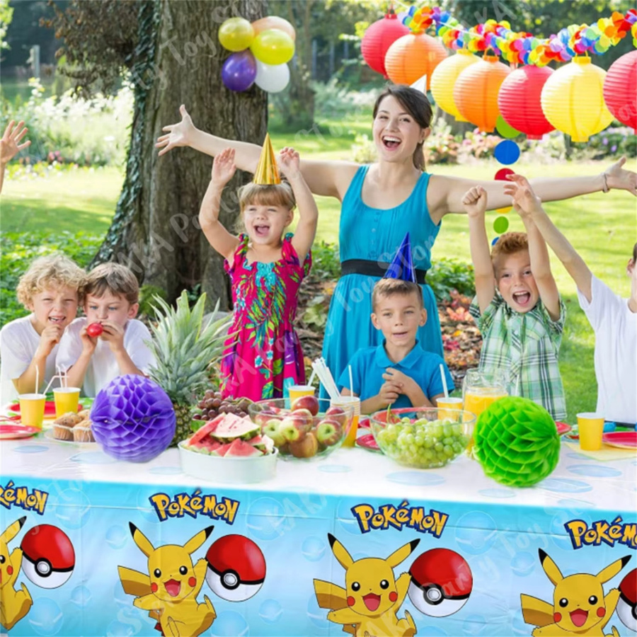 2er-Set Takara Tomy Pokemon Party Tischdecke mit Pikachu und Pokeball Motiv, Einweg Tischdecke für Kindergeburtstage und Babypartys, Mehrfarbig, Rechteckig - Bild 2