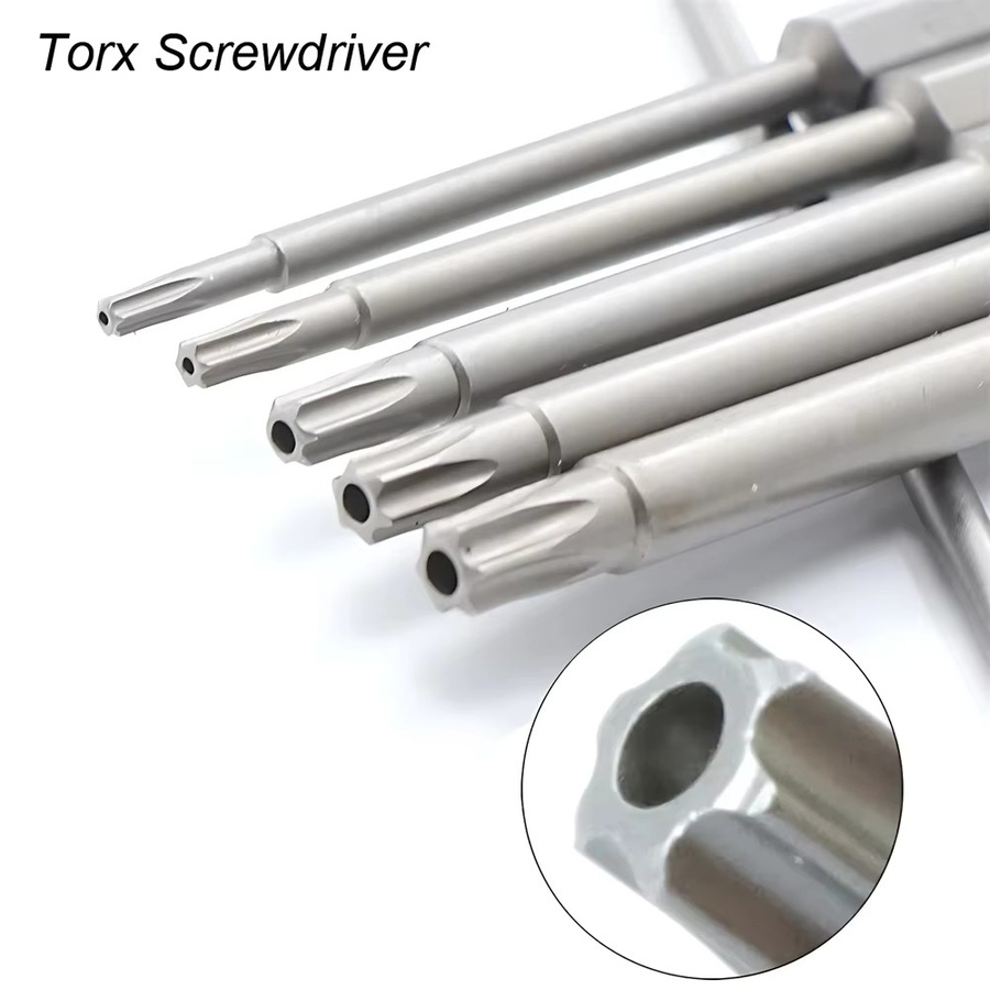 KRIOCY Magnetisches Torx-Schraubendreher-Set in Silber, extra lange Sternbohrer-Bits mit 1/4 Zoll Sechskant für Drehwerkzeuge - Bild 3