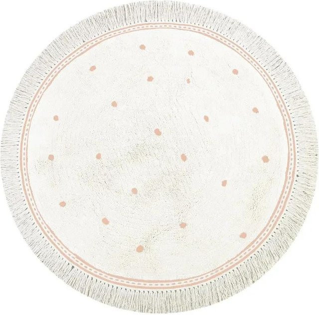BC-Warm Home Rundes Kinderzimmer-Teppich mit Regenbogenmuster, Maschinenwaschbarer Flauschiger Teppich aus Polyester, Durchmesser: 110 cm, Mehrfarbig - Bild 1