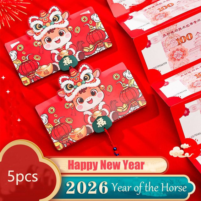 Rote Faltbare Umschläge für das Chinesische Neujahr 2026 zum Verschenken von Geld - Bild 1
