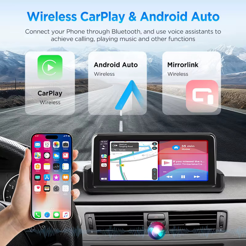 Junsun Multimedia Stereo Autoradio mit drahtlosem CarPlay und Android für BMW E90 E91 E92 E93 (2005-2012) in Schwarz mit 4G, WiFi und Bluetooth - Bild 4