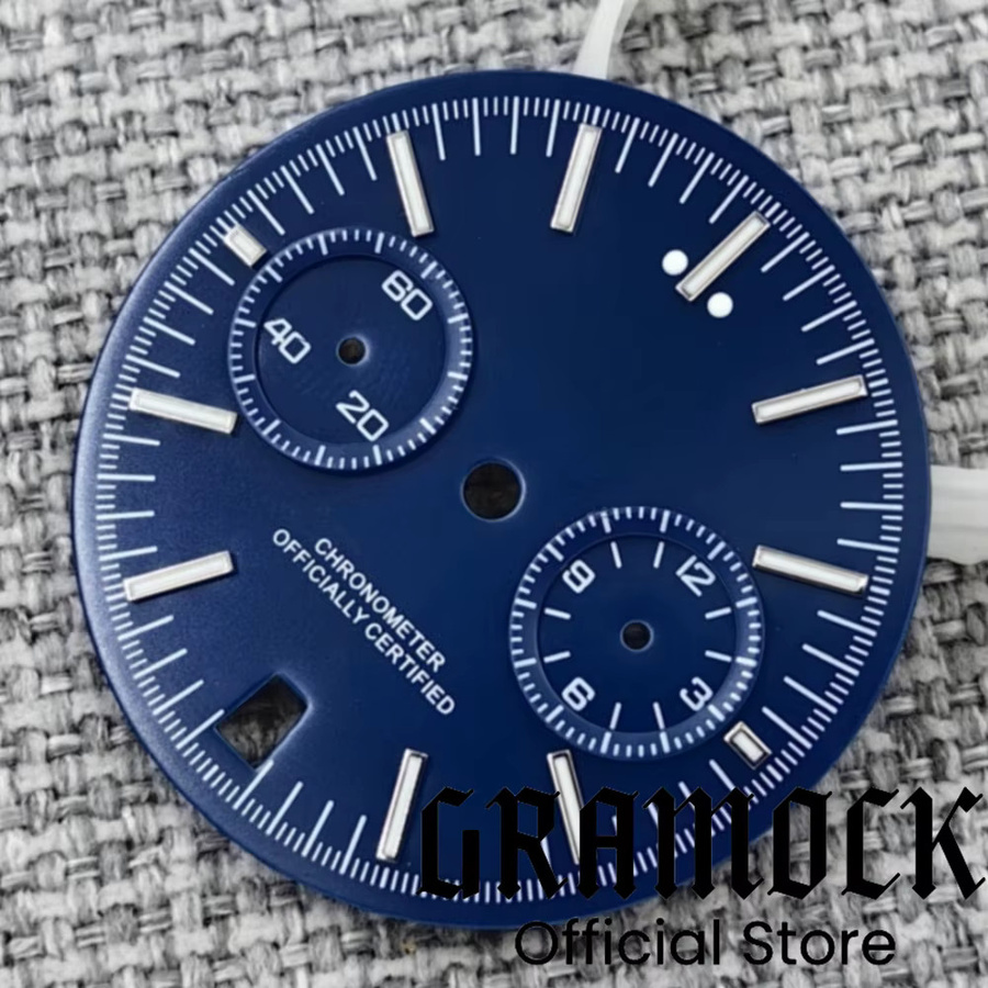 GRAMOCK Chronograph Zifferblatt Set, 31,5 mm, Schwarz - Bild 2