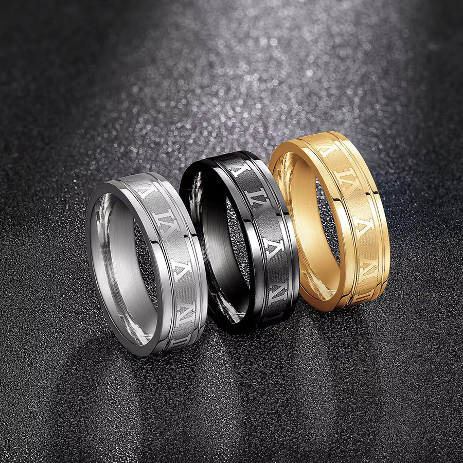 Huitan Ring, Edelstahl, Vintage, Silber, Herren - Bild 2