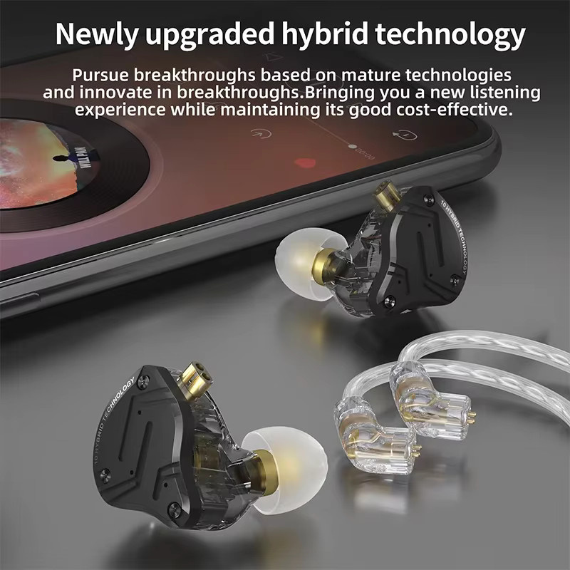 KZ ZS10 PRO X In-Ear-Monitor Hybrid Kopfhörer mit 1DD + 4BA Treibern in Schwarz - Bild 4