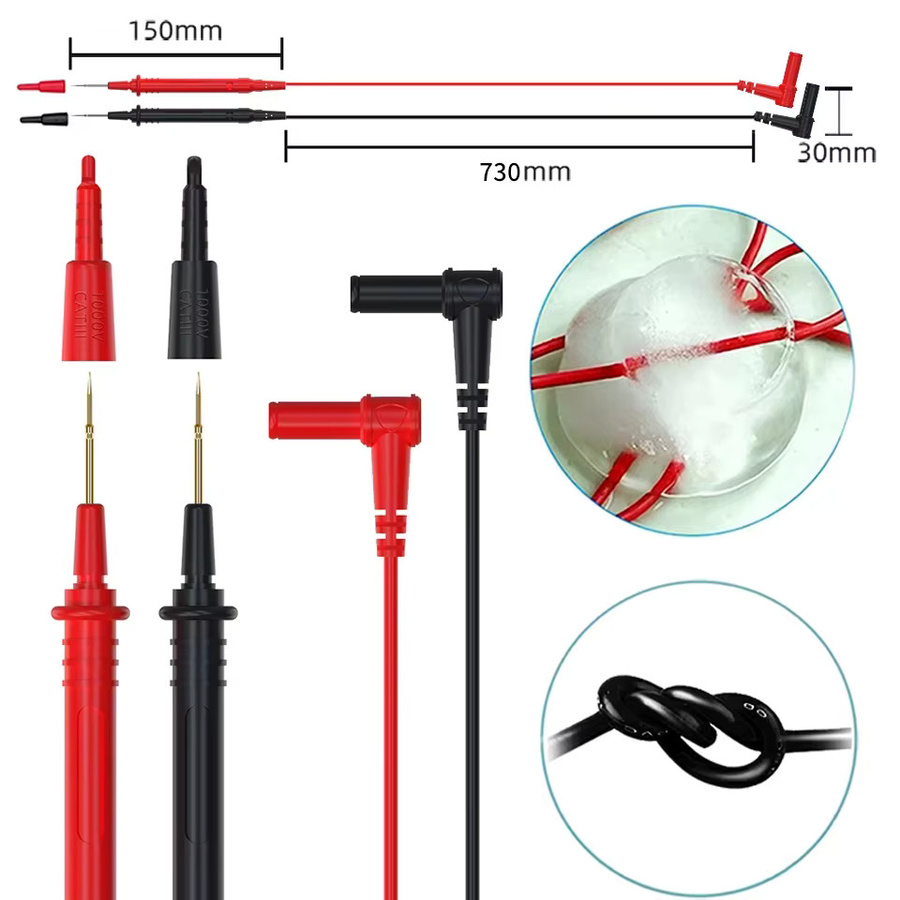 BSIDE Multimeter-Sonden-Messleitungen mit Krokodilklemmen in Rot, isolierte DIY-Testerkabel für allgemeine Zwecke - Bild 2