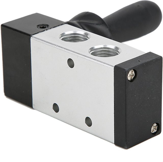 Pneumatisches Handhebelventil Cmperipheral 4H210 08 mit 5 Anschlüssen und 2 Positionen in Silber - Bild 1