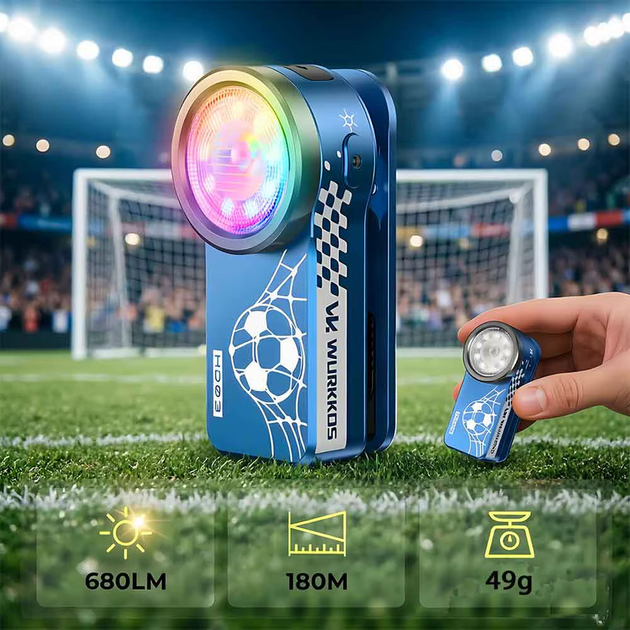 Wurkkos HD03 Mini-Magnetclip-Leuchte in Blau mit 680 Lumen, wiederaufladbare RGB LED Taschenlampe mit USB-Anschluss - Bild 3