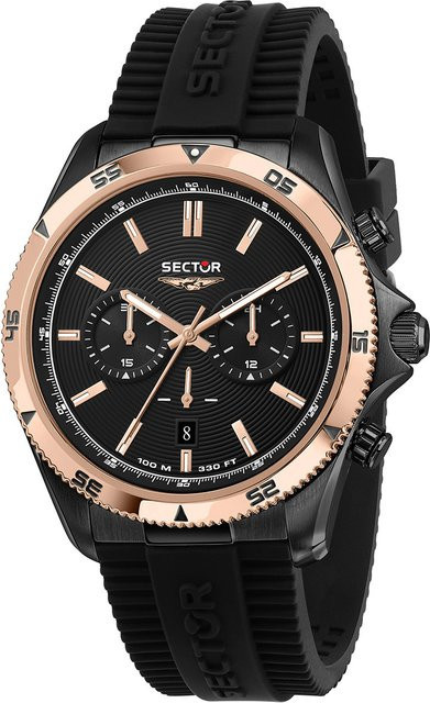 Sector Chronograph Herrenuhr, Quarz, Edelstahl, 45 mm, Schwarz, 10 ATM - Bild 1