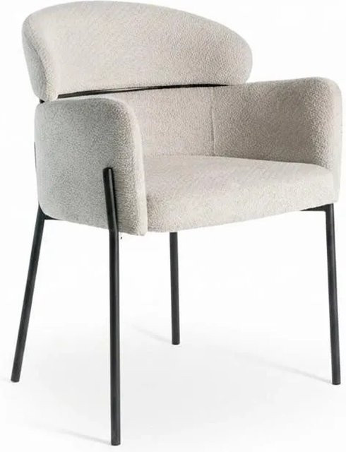 Bessagi Home Armlehnstuhl Chloe in Greige, gepolsterter Webstoff mit Metallgestell - Bild 1