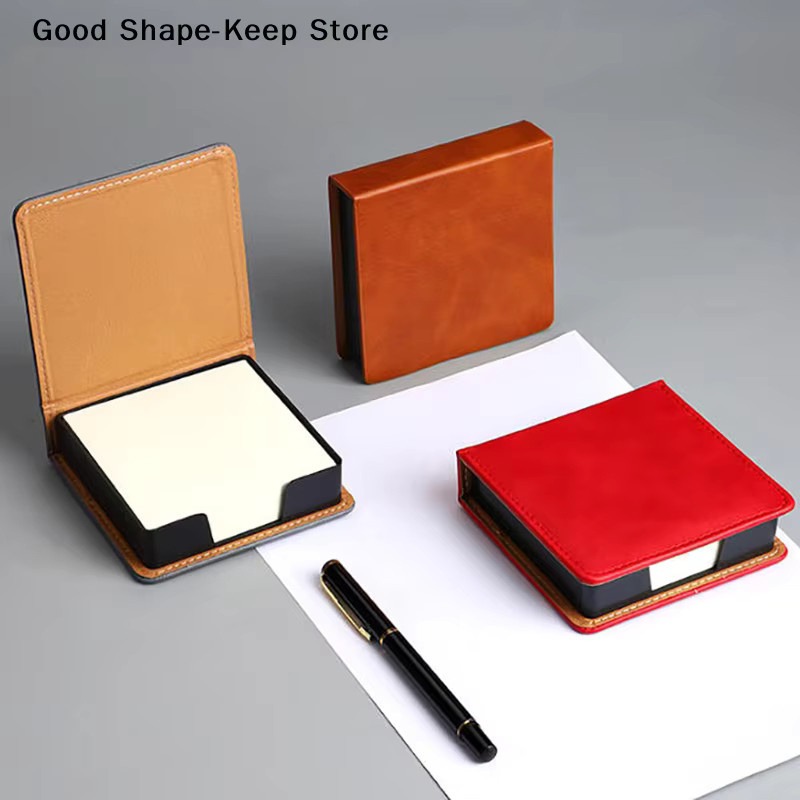 Haftnotizbox aus blauem PU-Leder mit Memo-Pad-Spender als Schreibtischzubehör für Büro und Studium - Bild 3