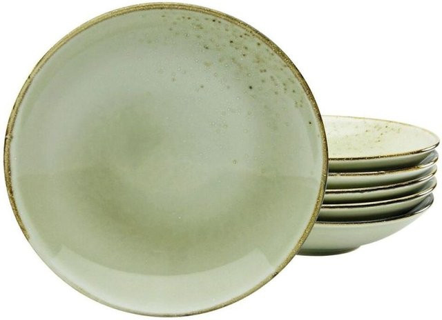 CreaTable Nature Collection Suppenteller 6er Set aus Keramik in Beige, Durchmesser: 22 cm, Höhe: 5 cm, 450 ml - Bild 1