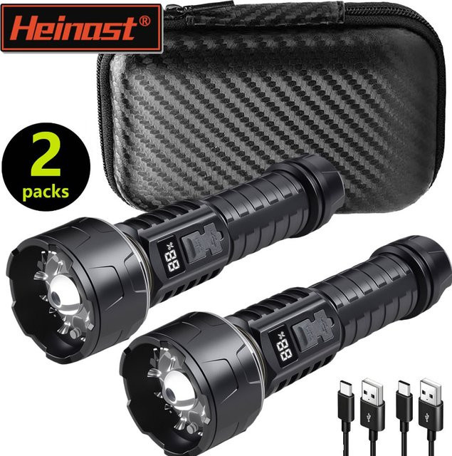 Heinast LED Taschenlampe wiederaufladbar Schwarz für Outdoor und Camping - Bild 1