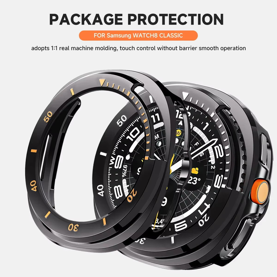 OAKCHARM Schutzhülle für Samsung Galaxy Watch 8, klassisch, Silber, Black - Bild 4