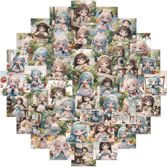 60 Stück wasserfeste Graffiti Aufkleber mit Obst und Mädchen Motiven in Multicolour von BulingBulingStickers Shop - Bild 1