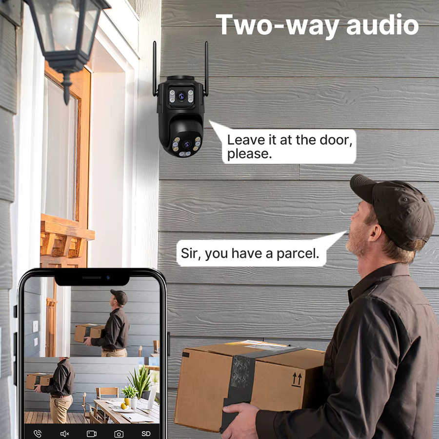 WONSADR Outdoor IP-Kamera mit WLAN 5GHz & 2,4GHz, PTZ-Sicherheitskamera mit KI-Menschenerkennung, Dual-Screen CCTV und Audio via ICSee App, Schwarz - Bild 6