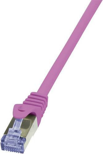 LogiLink CQ3039S RJ45 Patchkabel CAT 6a S/FTP Ethernet LAN in Pink, Länge: 1,00 m - Bild 1
