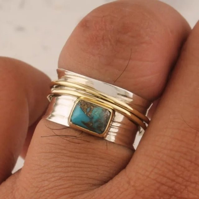 YoYo Charm-Ring, synthetischer Türkis, Bicolor, Unisex - Bild 1