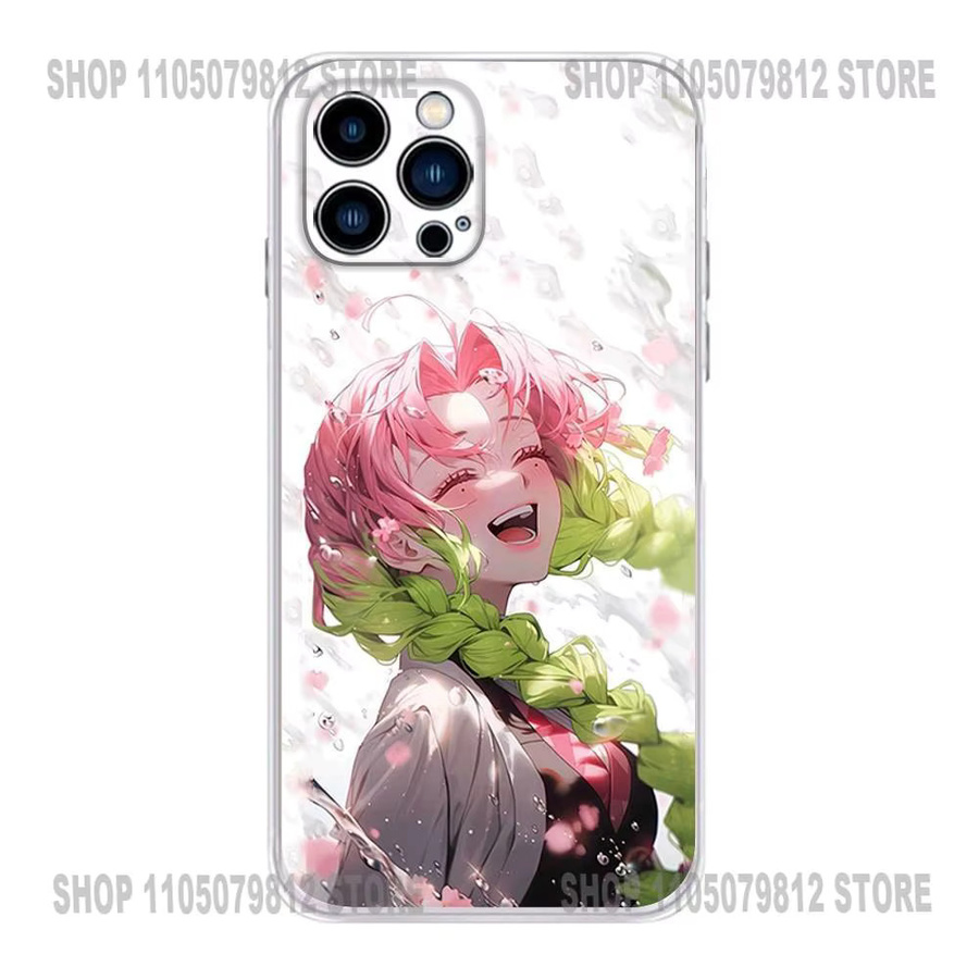 D-Demon S-Slayer Mitsuri Obanai Handyhülle für iPhone 11 bis 17 Pro Max und weitere Modelle, Transparentes Softcover - Bild 2