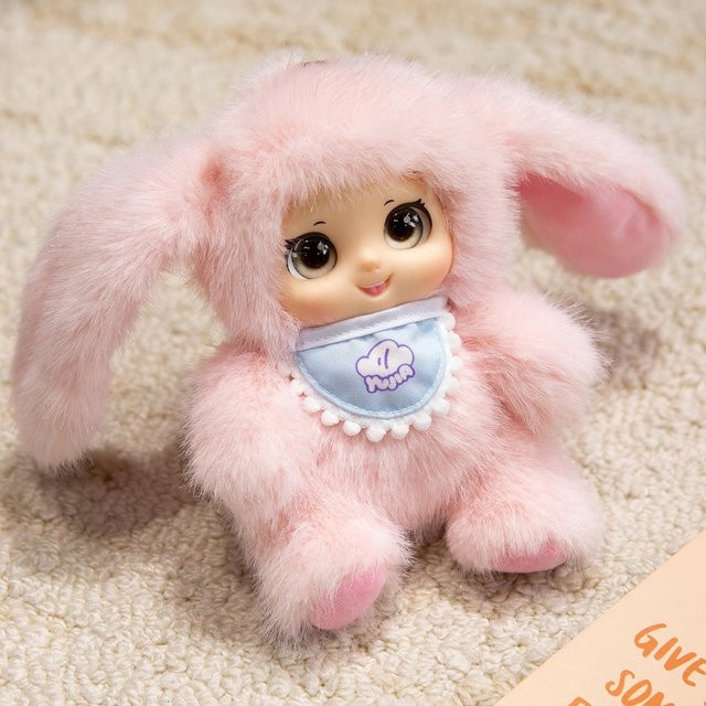 Niedliche Tierfamilie Vinylpuppe, Schlüsselanhänger, Rosa, 18cm - Bild 1