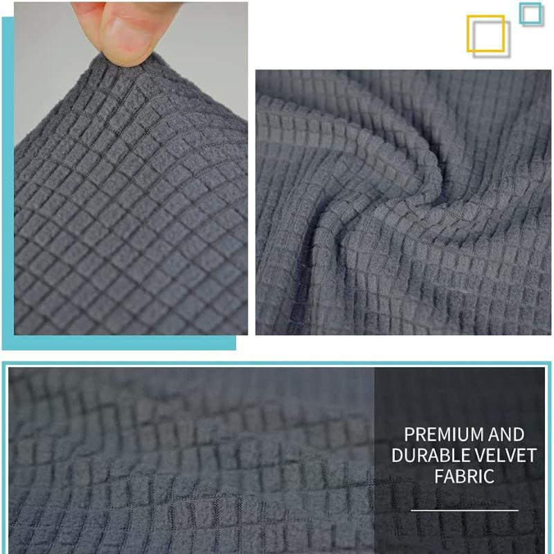 SuJiu Stretch-Schonbezug für Hocker und Ottomane in Schwarz aus Jacquard-Polyester-Elasthan-Mischung - Bild 3