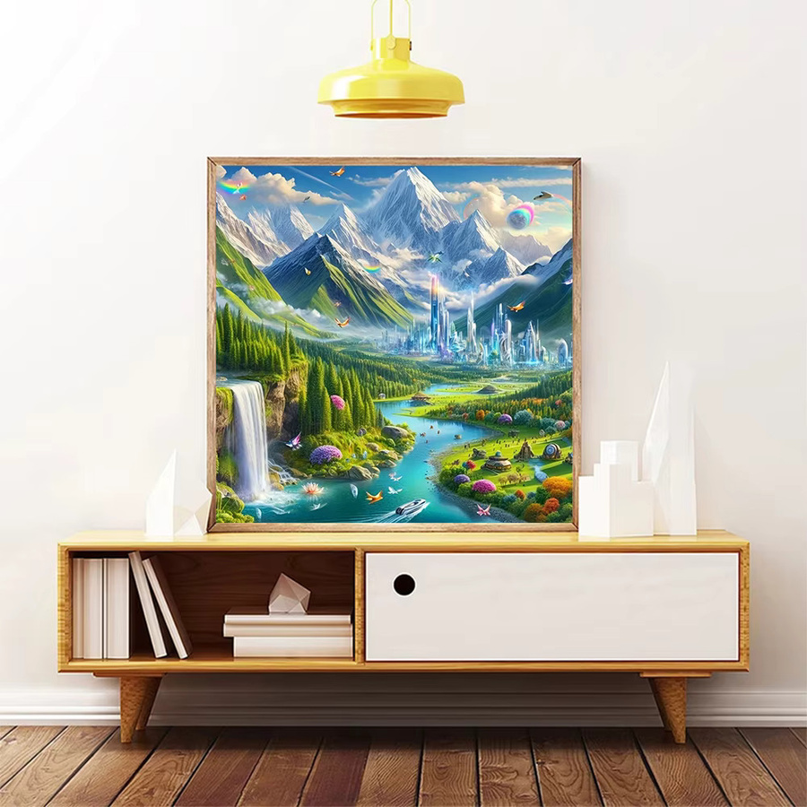 EverShine Diamantmalerei Berglandschaft als Rundes Mosaik Set in Multicolour mit Acryl-Elementen, Durchmesser: 20 cm - Bild 2
