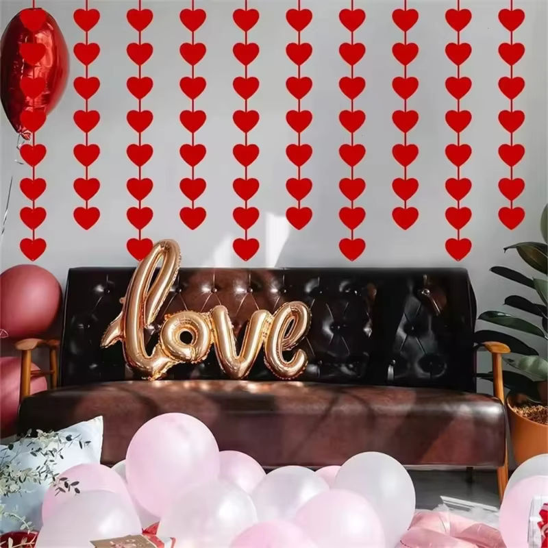 3M Rote Herzen Girlande aus Papier für Valentinstag, Hochzeit und Geburtstag, hängende Dekoration - Bild 3