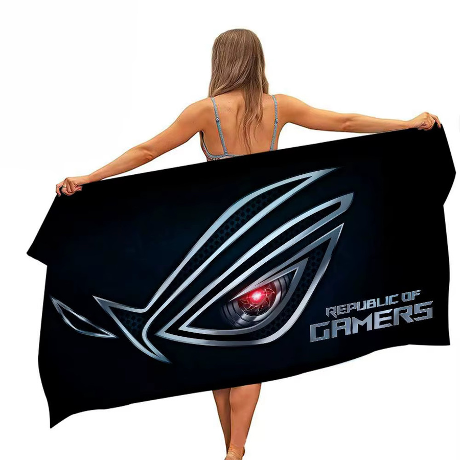 Asus ROG Anime Strand-Schwimmhandtuch aus Baumwolle, Schwarz, für Kinder und Sport - Bild 7