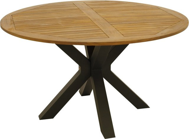 DEGAMO Tisch MADEIRA rund, Durchmesser: 130 cm, Akazie geölt und Metall anthrazit, FSC-zertifiziert - Bild 1