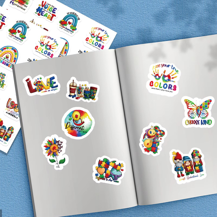 200 Stück Autismus Bewusstsein Aufkleber in Multicolour für Laptop, Wasserflasche und Scrapbooking - Bild 3