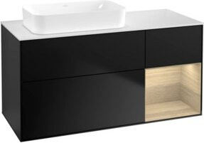 V&B Waschtischunterschrank Finion mit Wandbeleuchtung in Blau Lacquer, B/T: 120 x 60 cm - Bild 1