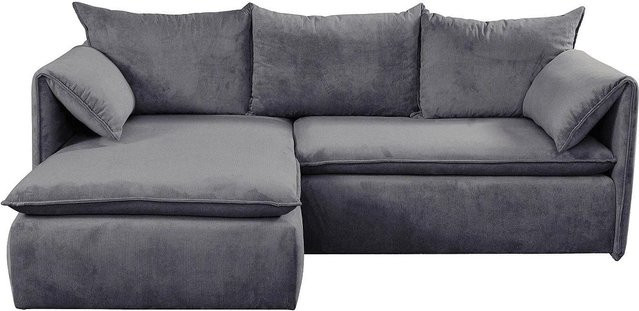 Vente-unique Schlafsofa Teodora in Blau mit Cord-Bezug und L-Form, Breite: 230 cm - Bild 1