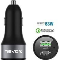 Nevox Kfz Ladeadapter mit USB PD Type C und QC 3.0 in Schwarz - Bild 1