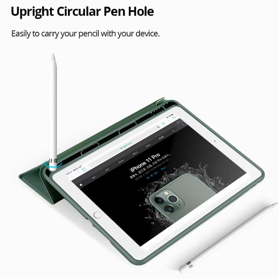 Intelligente Tablet-Hülle für Apple iPad Pro, Air und Mini mit PU-Abdeckung und Stifthalter in Lila oder Grün - Bild 2