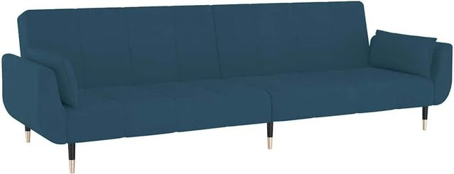 vidaXL Schlafsofa 2-Sitzer mit Click-Clack-Funktion aus blauem Samt inklusive 2 Kissen - Bild 1