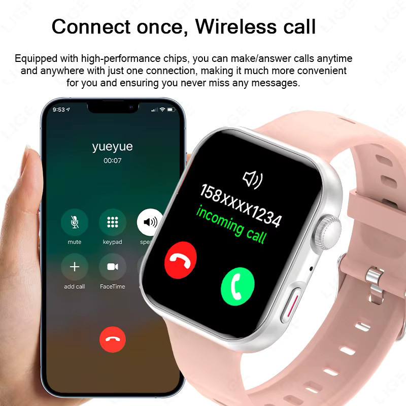 LIGE Smartwatch, AMOLED-Bildschirm, Silikon, Schwarz - Bild 2