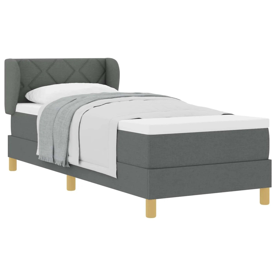 vidaXL Boxspringbett mit Matratze und Taschenfederkern in Dunkelgrau, B/L: 80 x 200 cm - Bild 2