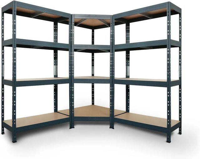 Ar Shelving Eckregal Rivet Set in Anthrazit mit 4 HDF-Böden, B/T/H: 180 x 180 x 45 cm - Bild 1