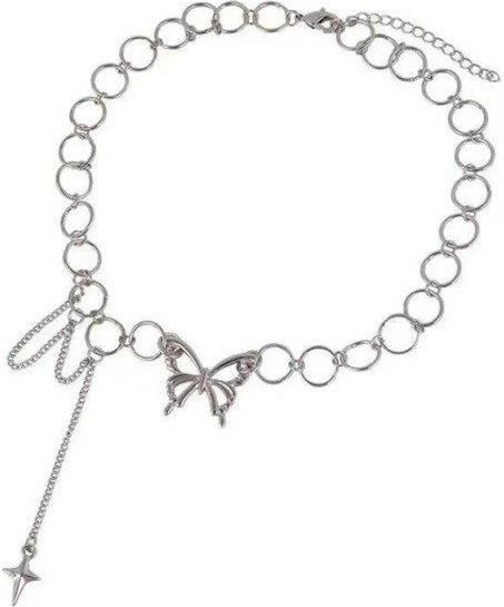 Choker Halskette Schmetterling, Gold Silber Farbe, Damen - Bild 1