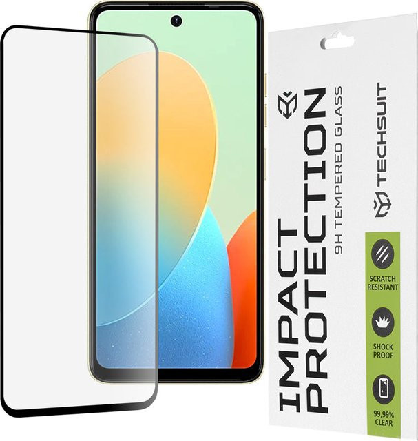 Techsuit Displayschutzfolie aus gehärtetem Glas mit Full Glue für Tecno Spark 20, Spark Go 2024, Spark 20C, Smart 8 und Hot 40i in Schwarz - Bild 1