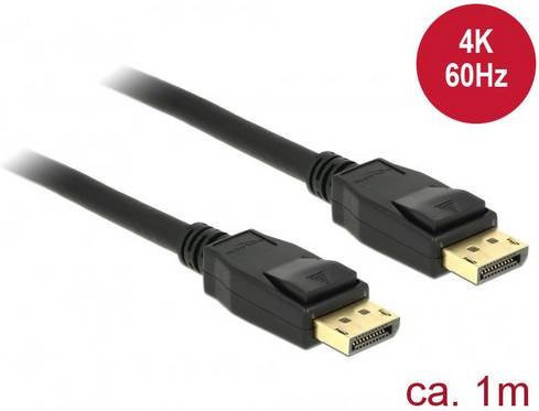 Delock DisplayPort Anschlusskabel Schwarz 1,00 m mit vergoldeten Steckkontakten 83805 - Bild 1