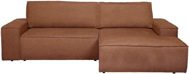 Vente-unique Schlafsofa Amelia in Terracotta, L-Form mit Schlaffunktion und Strukturstoff, Breite: 267 cm - Bild 1