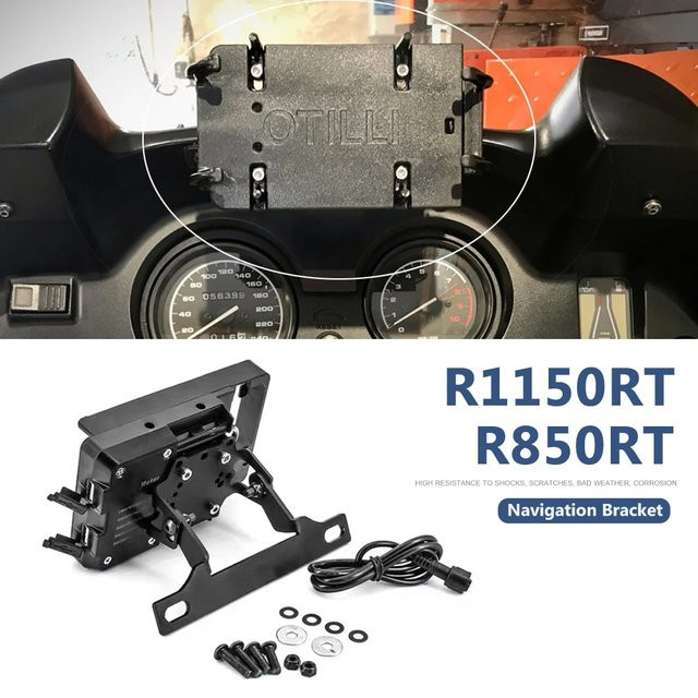 Otilli Motorrad Telefonhalterung mit USB-C für BMW R850RT und R1150RT in Schwarz - Bild 1