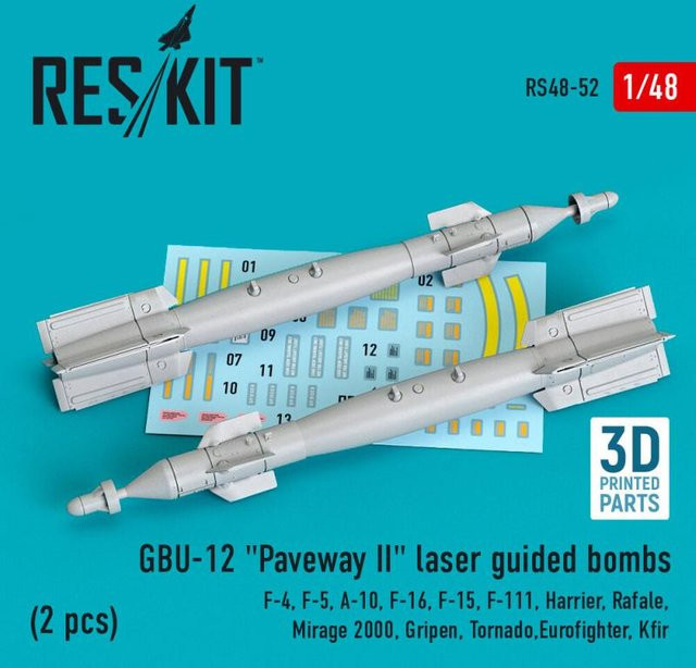 ResKit Models GBU-12 Paveway II laser guided bombs, 2-teiliges Set, 3D Printed - Bild 1