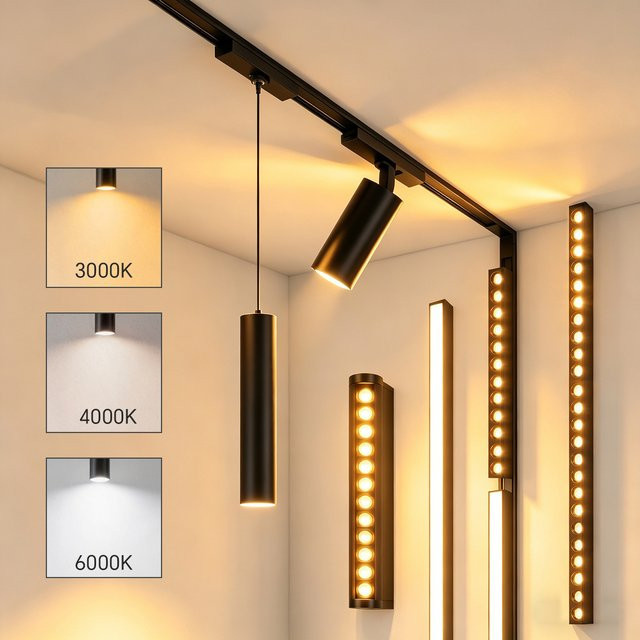 Rybakov CCT Magnetisches LED-Schienensystem in Schwarz, Dimmbarer Modern Floodlight Gitterstrahler für Wand- und Deckenbeleuchtung - Bild 1