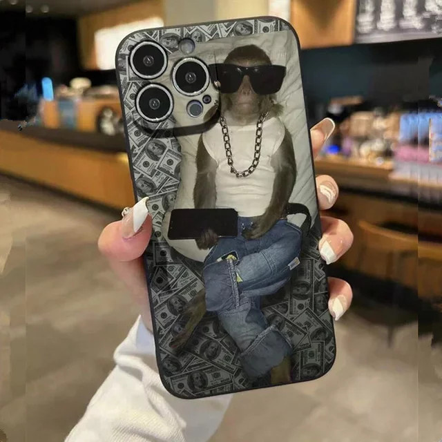 Silikon Handyhülle mit Sonnenbrille Affengeld Druck für Apple iPhone Modelle in Multicolor - Bild 1