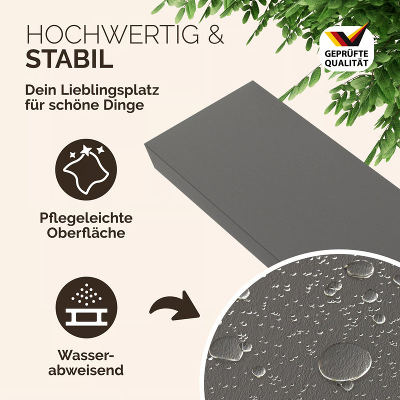 CASARIA Wandregal Schweberegal Grau aus MDF mit Halterung, Breite: 110 cm - Bild 3