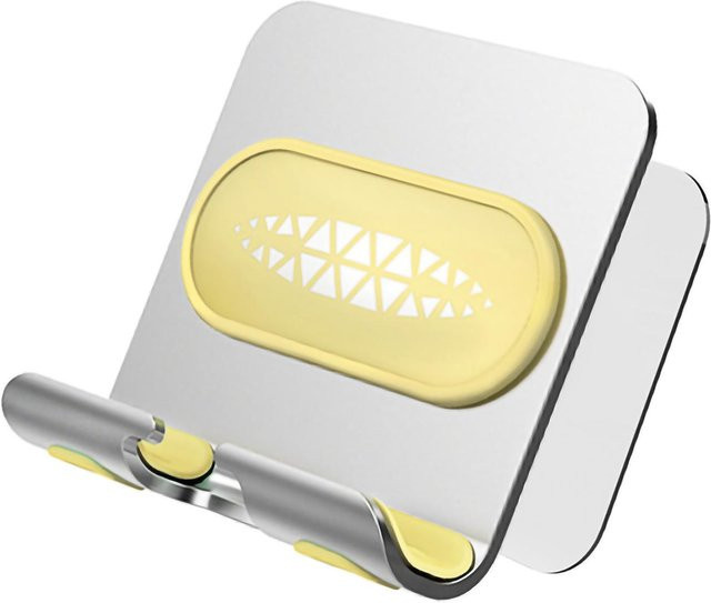 DIYelecs Verstellbarer Wand-Telefonhalter aus Metall für Mobiltelefone und Tablets, Beige - Bild 1